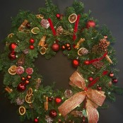 Red Rustic Door Wreath